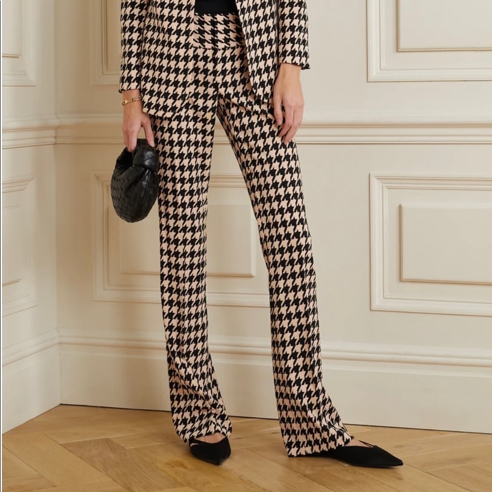 Alice + Olivia houndstooth crepe bootcut pants